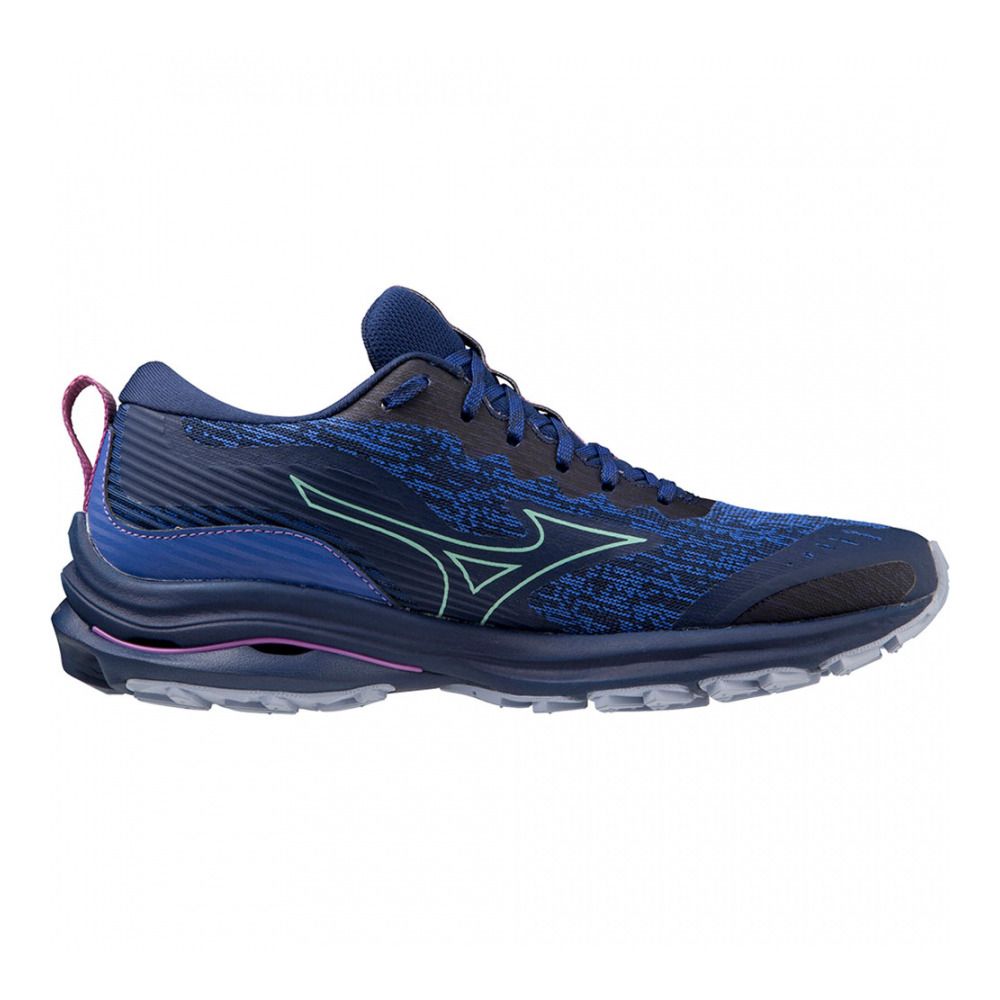 Mizuno WAVE RIDER TT - Chaussures trail Femme bluedepths/beveledglass/v.orchid
