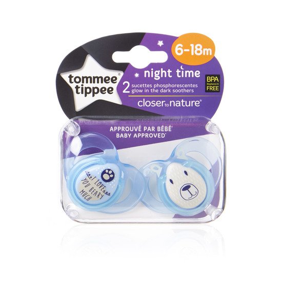 Lot de 2 sucettes Nuit 6-18 mois   Aléatoire        de               Tommee Tippee