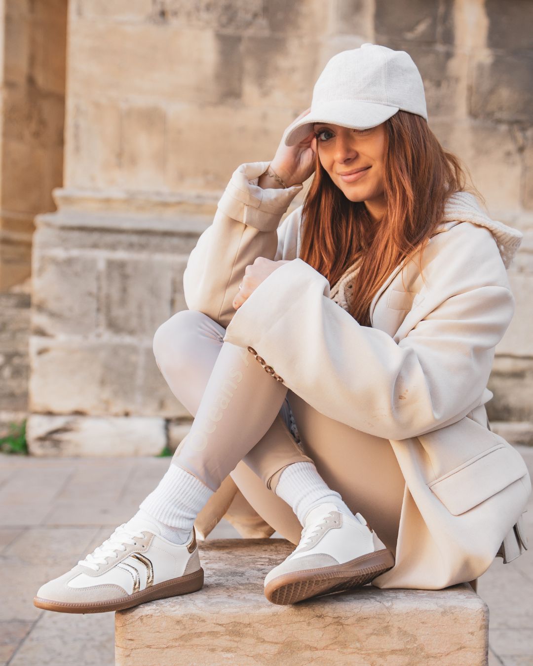 Basket femme dorée et blanche à lacets - Soizic