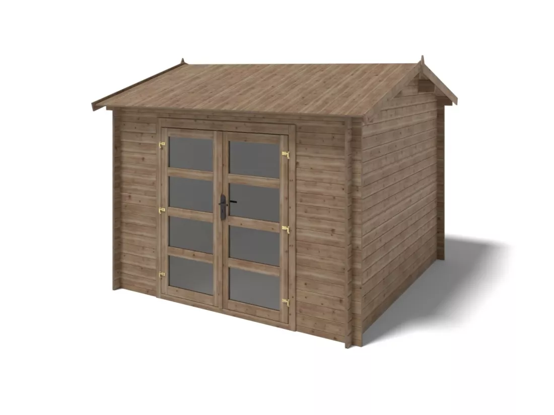 Abri de jardin en bois - 9m2 - 3x3m - Traité - Ep. 28mm - Couleur: marron - DOM676 - ALTANKA