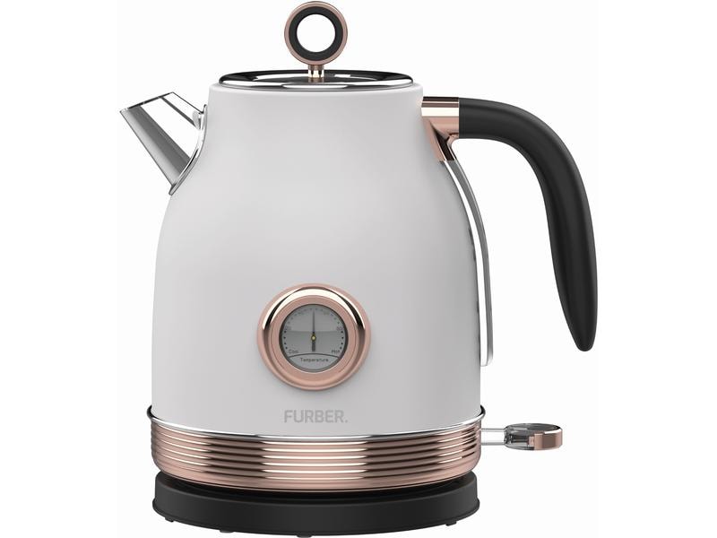FURBER Wasserkocher Monroe 1.7 l, Rosegold/Weiss Wasserkocher mit 360°-Sockel mit Kabelaufwicklung