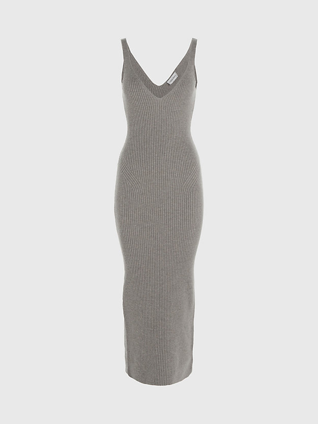 Vestido justo de lã canelada