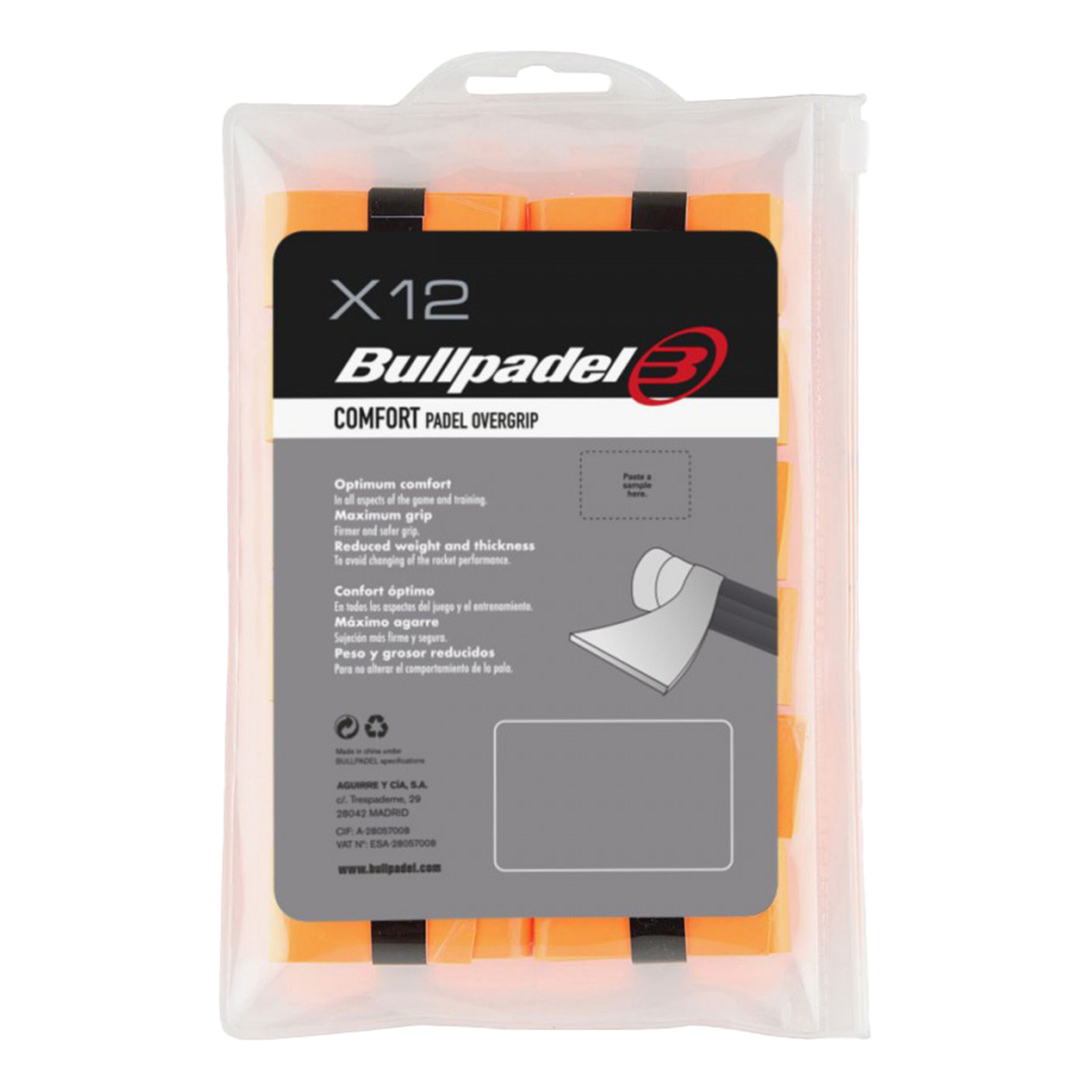 Bullpadel GB-1600 PACK 12 COMFORT - Orange Fluo