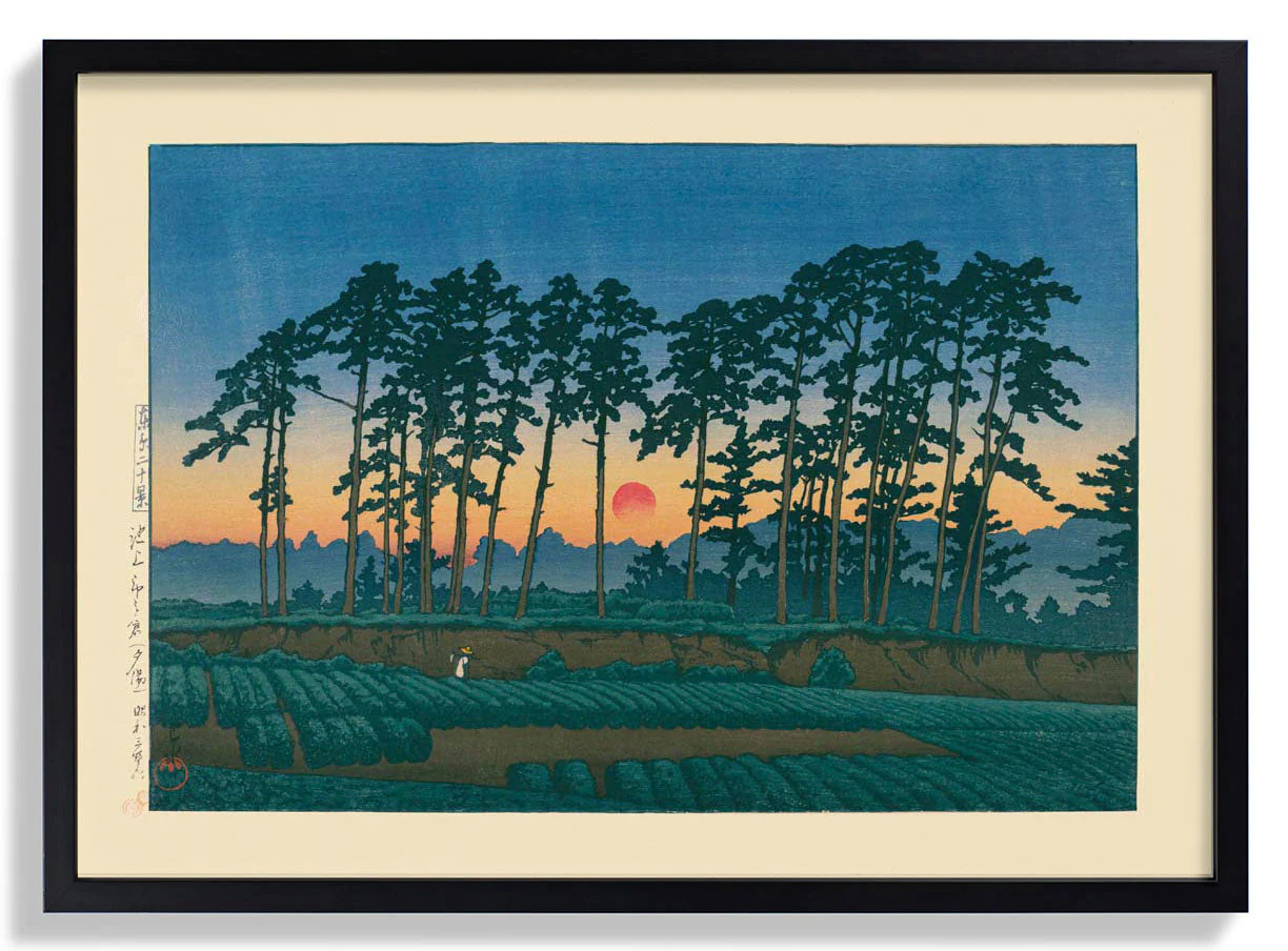 Untergehende Sonne, Ichinokura Kunstdruck von Kawase