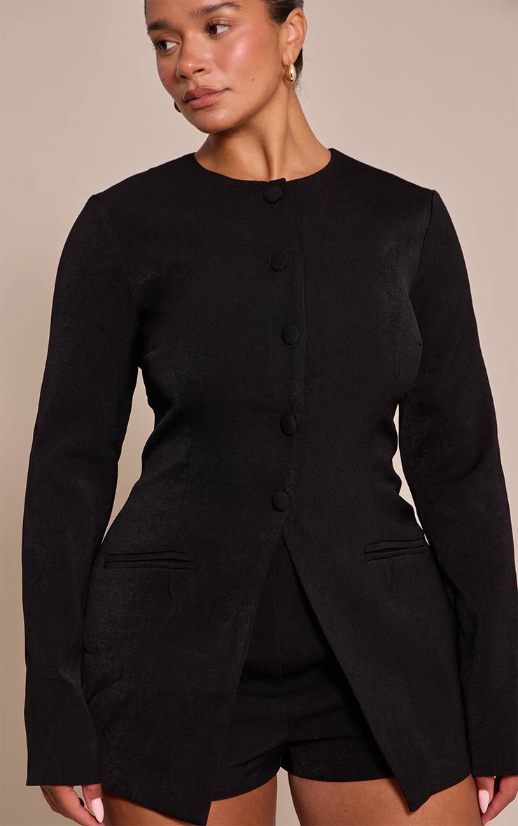 Noir Combi-short Blazer Ajusté À Boutons Devant Shape