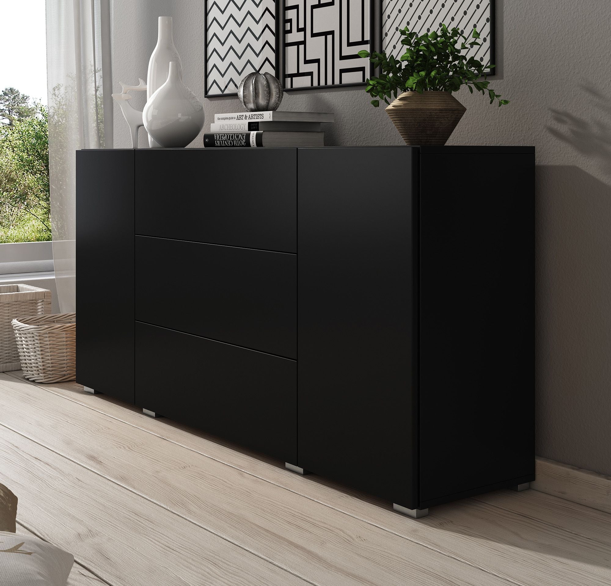 Bonzo - Dressoir - Zwart - 150x39x68 cm