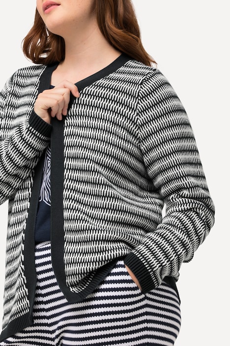 Strickjacke, Jacquard, V-Ausschnitt, Biobaumwolle