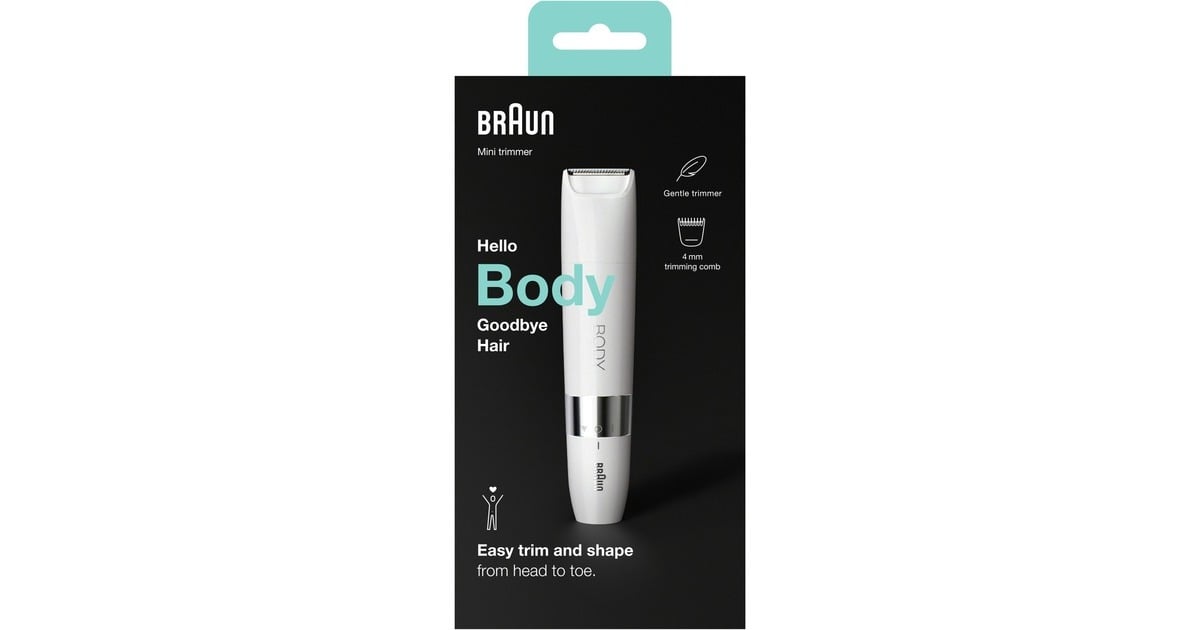 BraunBody Mini Trimmer BS1000 ontharingsapparaat  (Wit/chroom)
