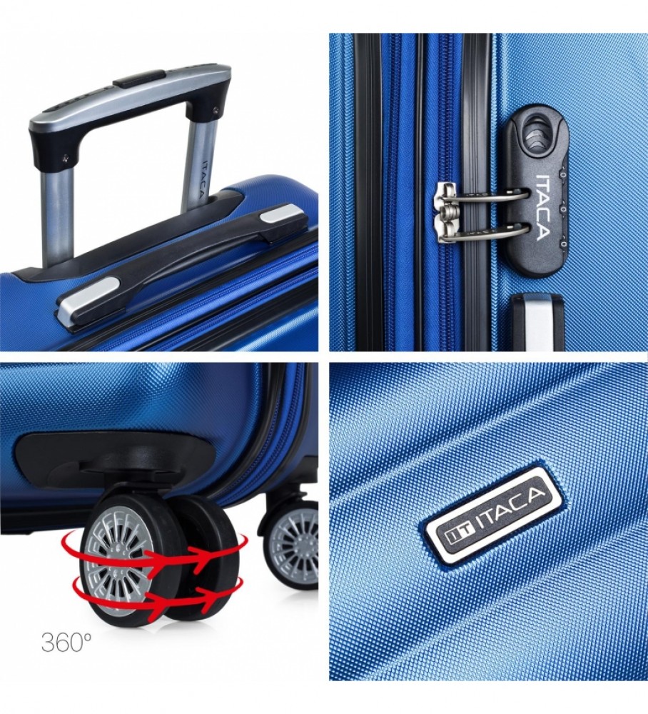 Mala de viagem grande com 4 rodas ITACA 71270 Azul - 68x47x30cm -