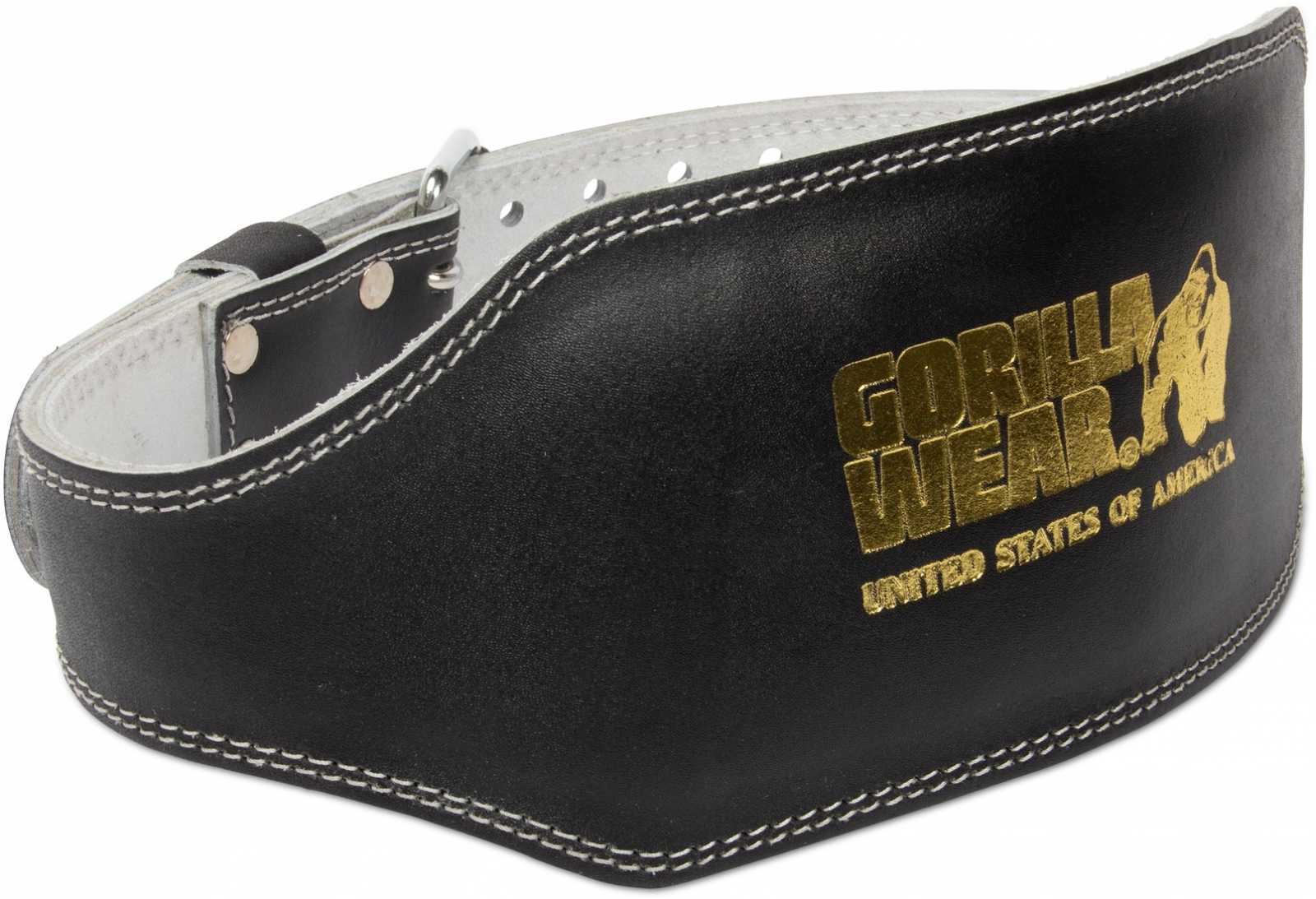 Gorilla Wear Cinto de Levantamento de Peso Acolchoado de Couro de 6 Polegadas Preto/Dourado