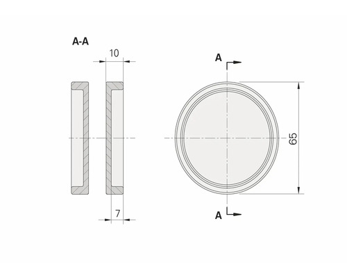 Pertura Signe Ronde Verzonken Handgreep Paar voor Lijmen, Geanodiseerd Aluminium, Ø 65 mm