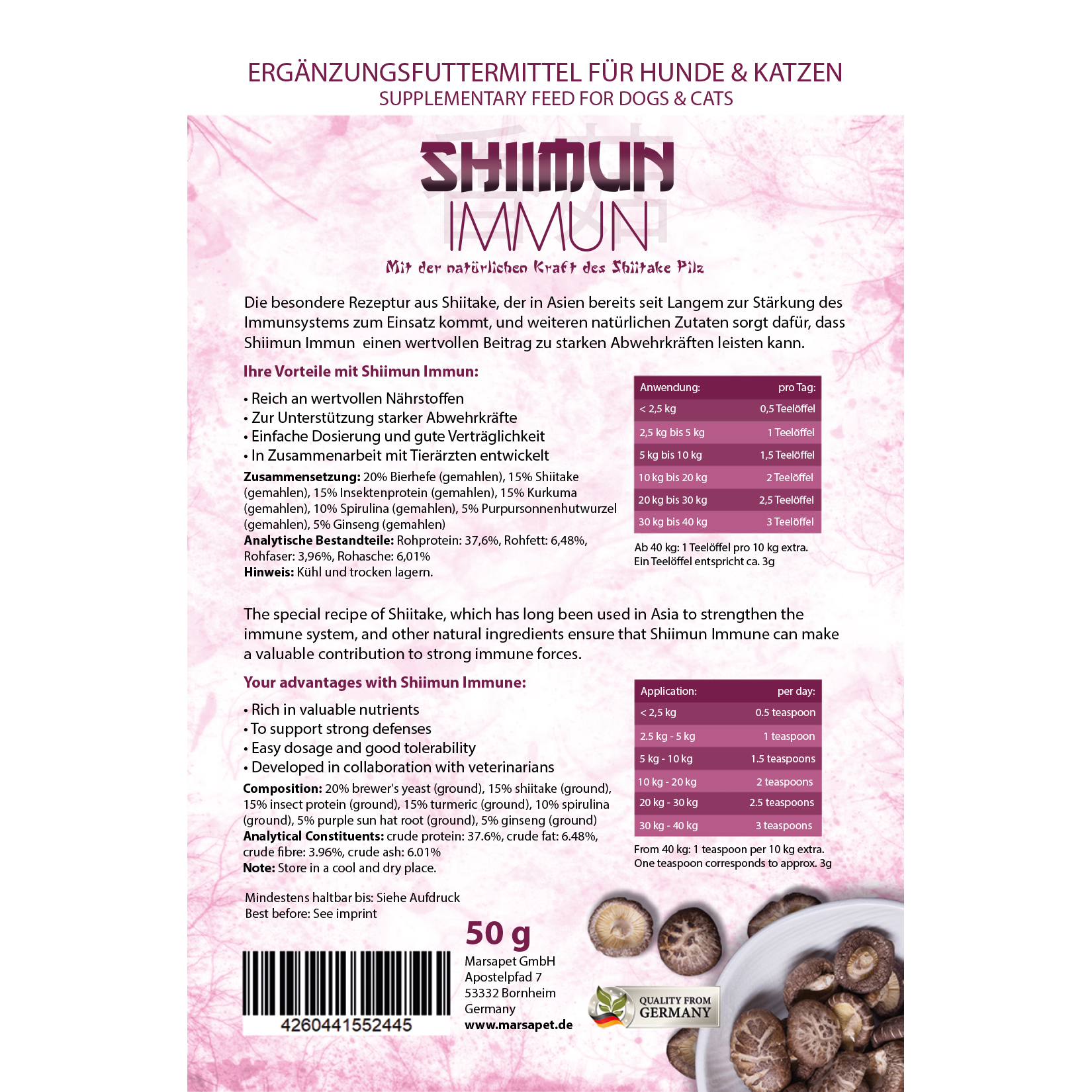 Shiimun immunitaire poudre - shiimun immun pulver - 50g