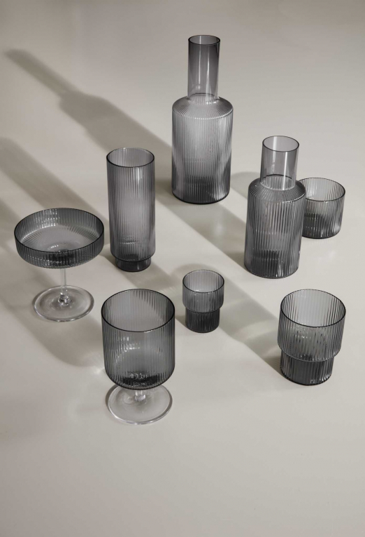 Ferm Living Ripple glazen set van 4 klein Clear