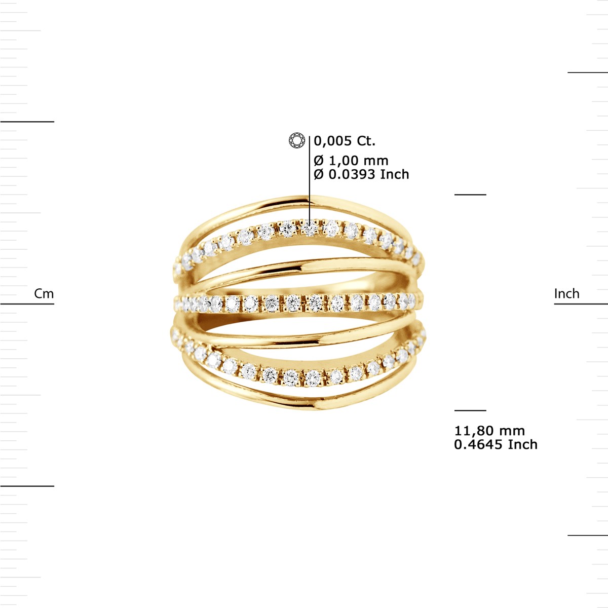 Bague Diamants 0,60 Cts Joaillerie Prestige Or Jaune