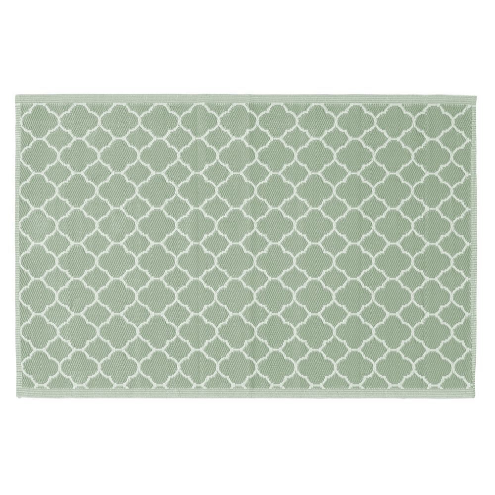 Tapis de jardin imprimé rosace vert blanc