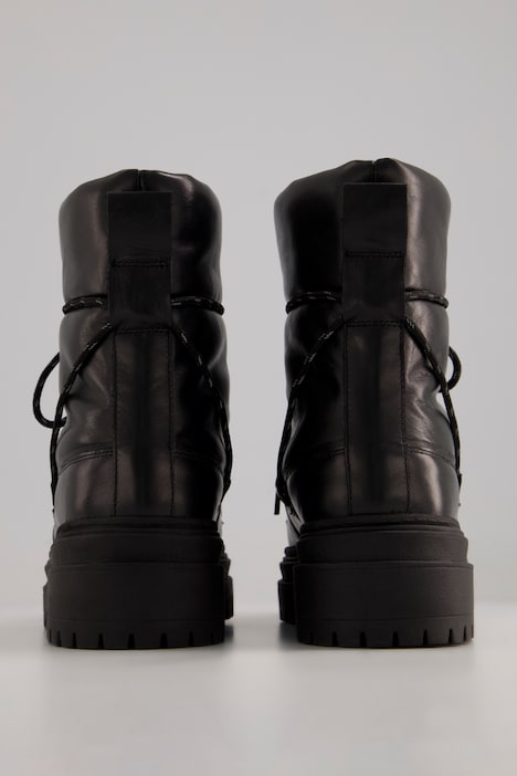 Schneeboots, echtes Leder, Schnürung, Web-Fellfutter, Weite H
