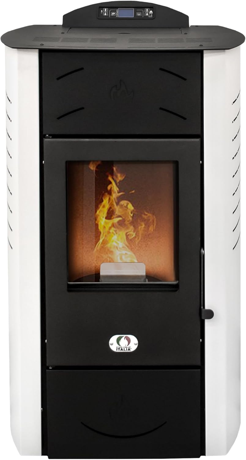STUFE A PELLET ITALIA Siberia Idro 15 KW WiFi | Hydro-Pelletöfen für Heizung und Warmwasser Effizienz 90% Heizt 90m² Autonomie 20 Std Programmierbar WiFi-Steuerung 5 Kräfte 24 Monate Garantie Weiß