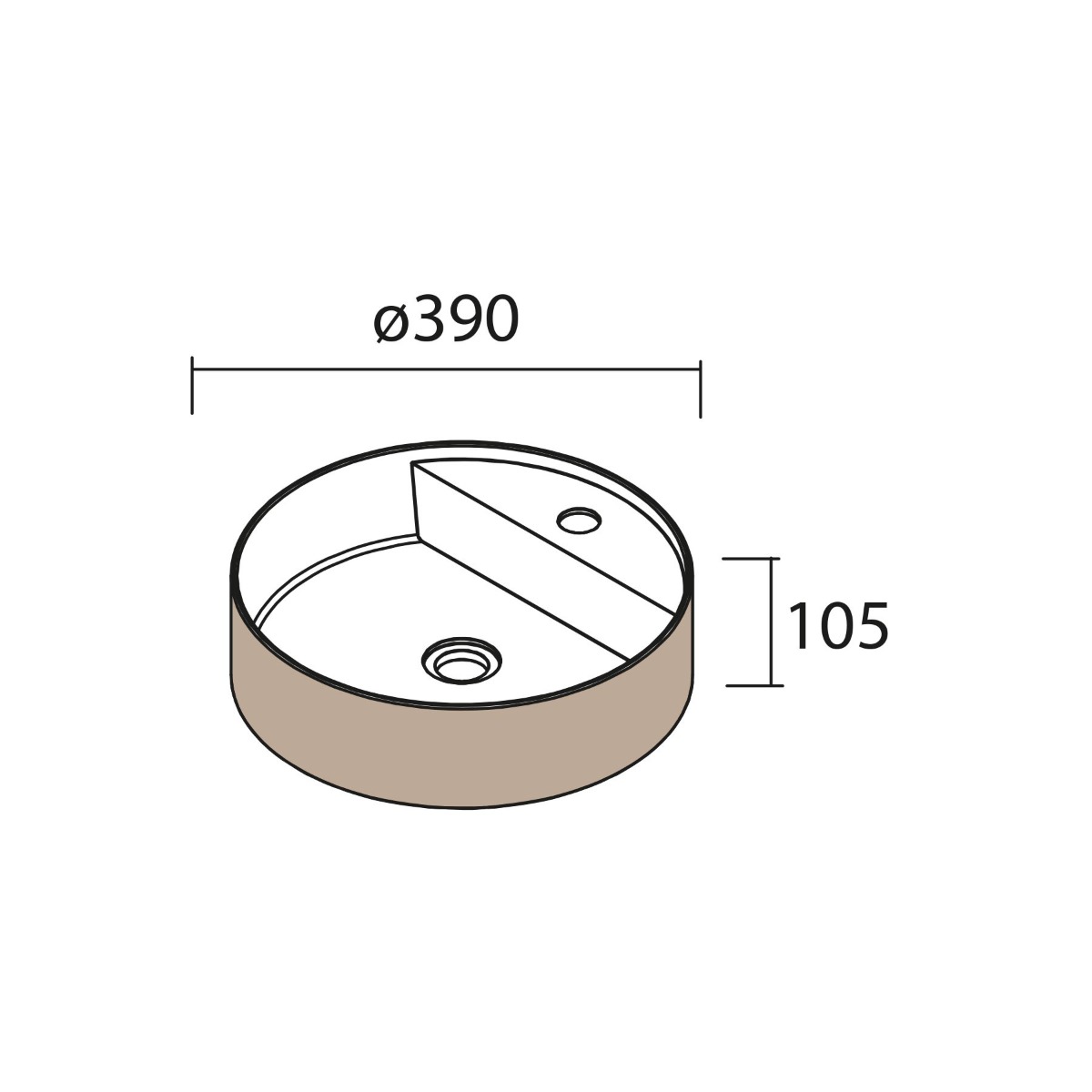 Muebles Remy ronde waskom solid surface 39cm macchiato