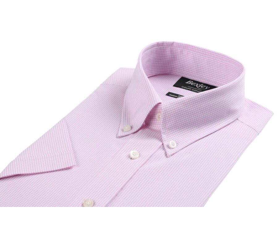 Chemise coton blanche à petits carreaux roses - TIM MC