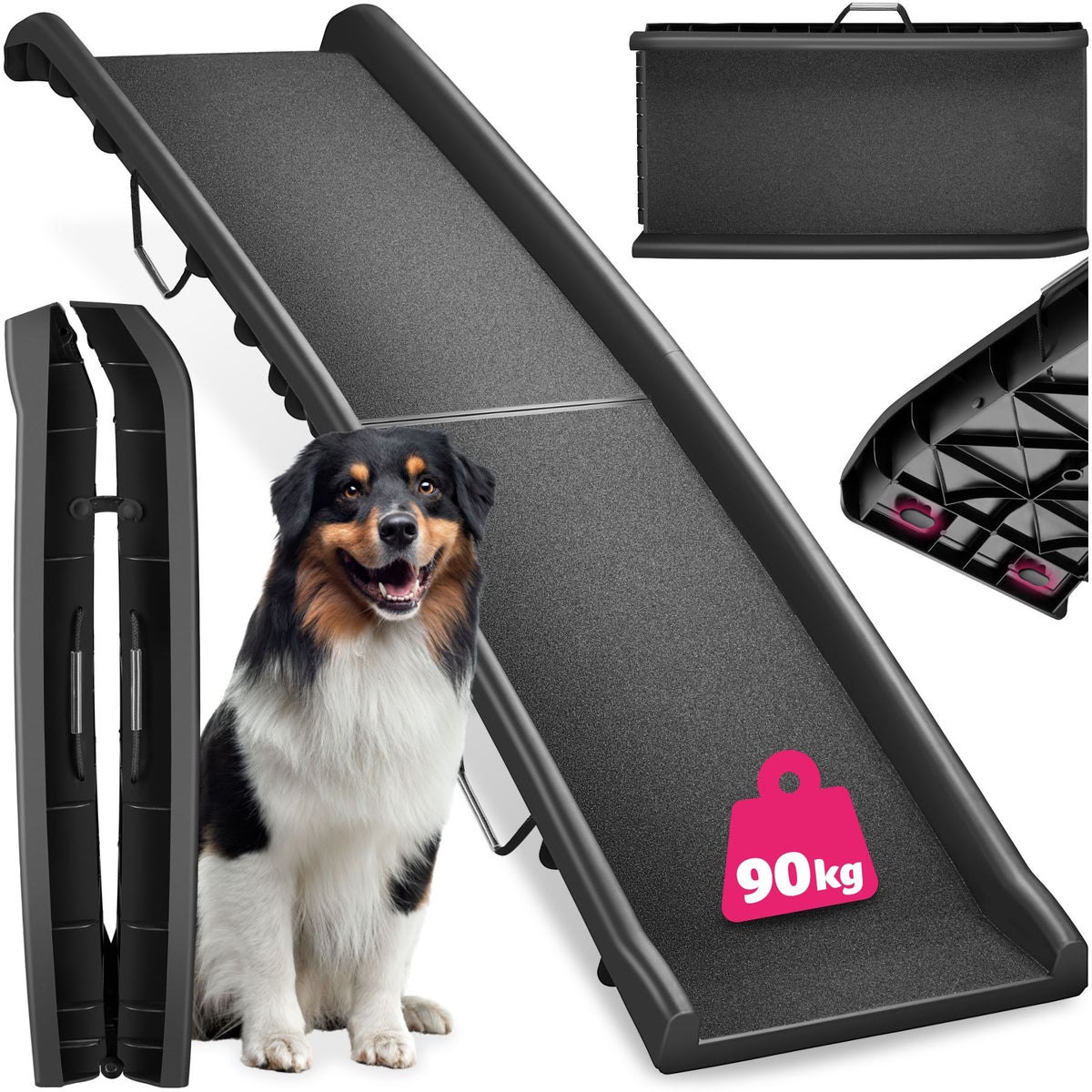 tectake Paw Step opvouwbare en antislip hondenhelling, 155 x 40 x 14 cm