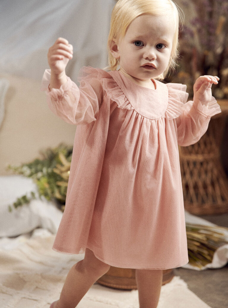 Robe rose en tulle pailletée et bloomer