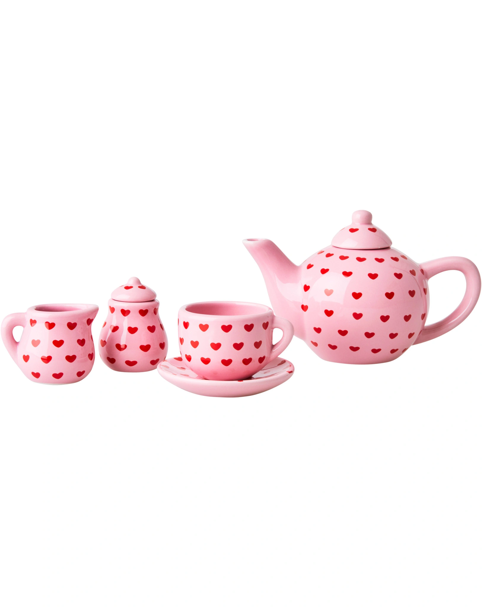 Tee-Service HEARTS 5er-Sets in pink
