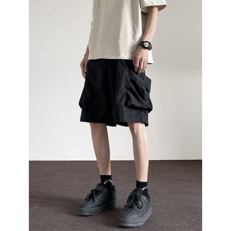 emeisa - Effen cargoshorts met trekkoordtaille