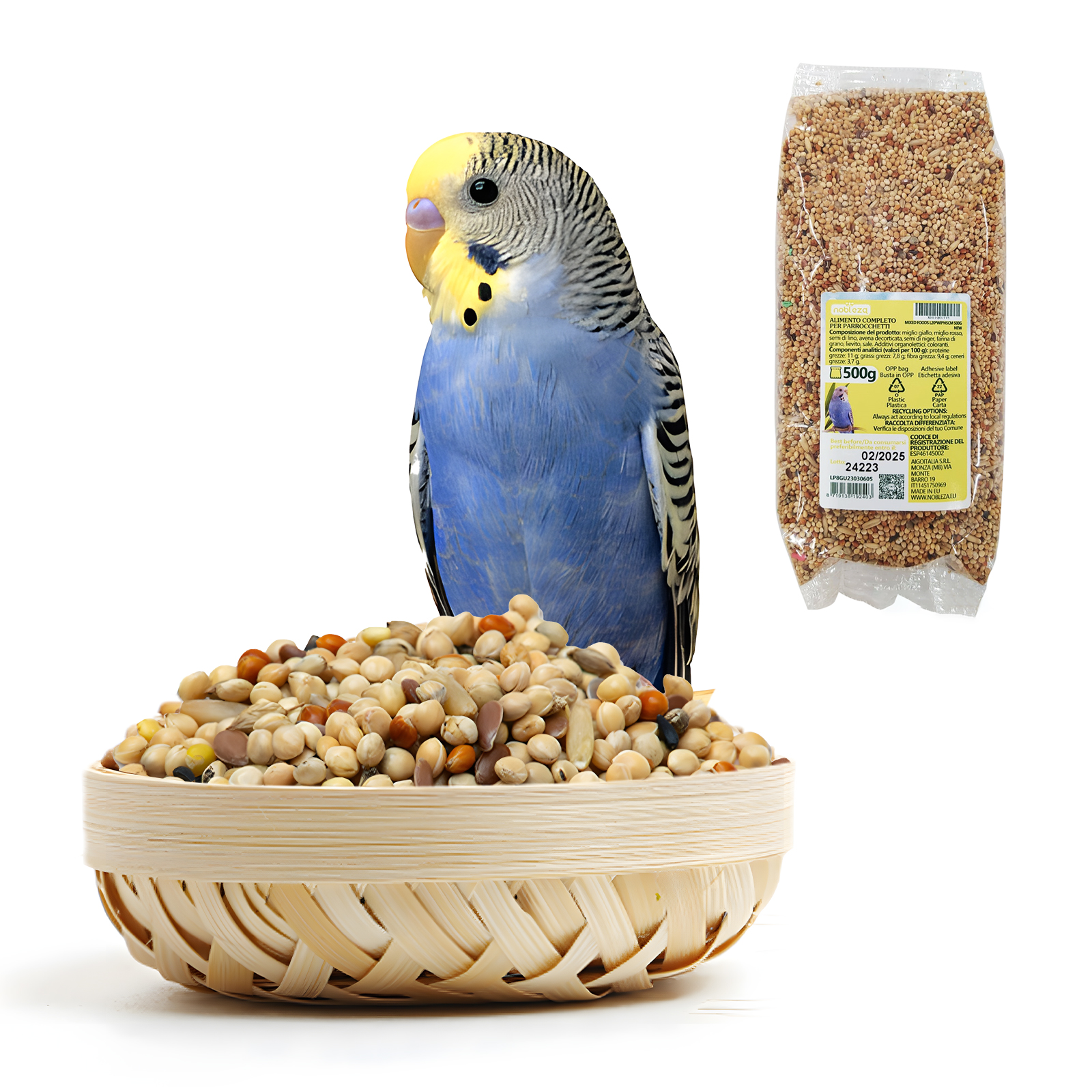 Nobleza - (500g) Alimento para Periquitos, Alimento Premium para Pássaros, Saudável e Saboroso