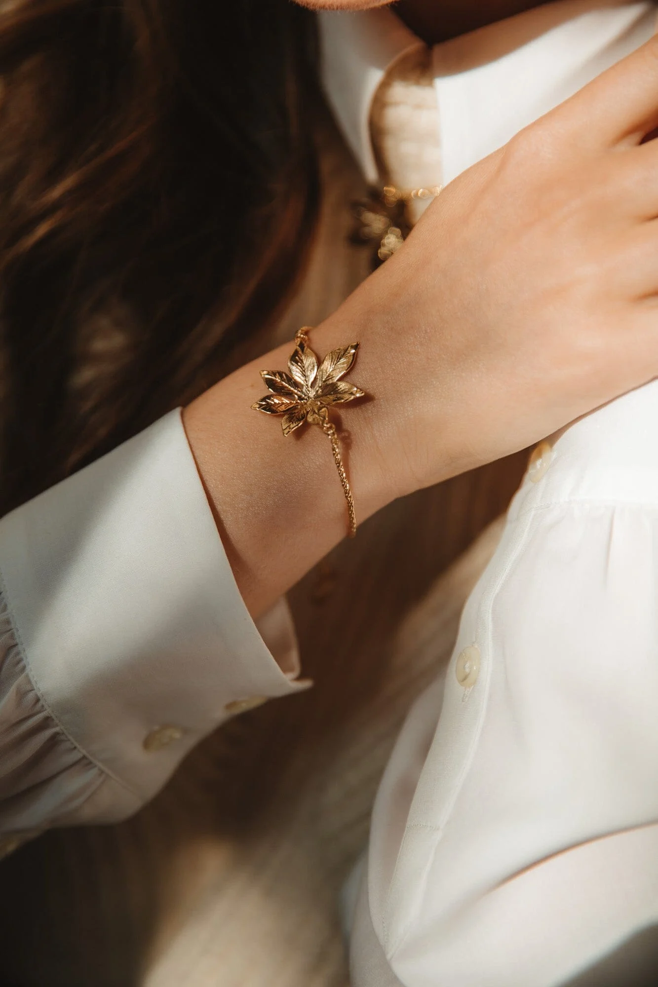 CHLORIS - Bracelet fleur doré à l'or fin | Argent