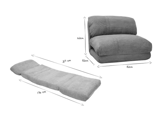Chauffeuse 1 place convertible en tissu velours côtelé vert céladon SPENCER