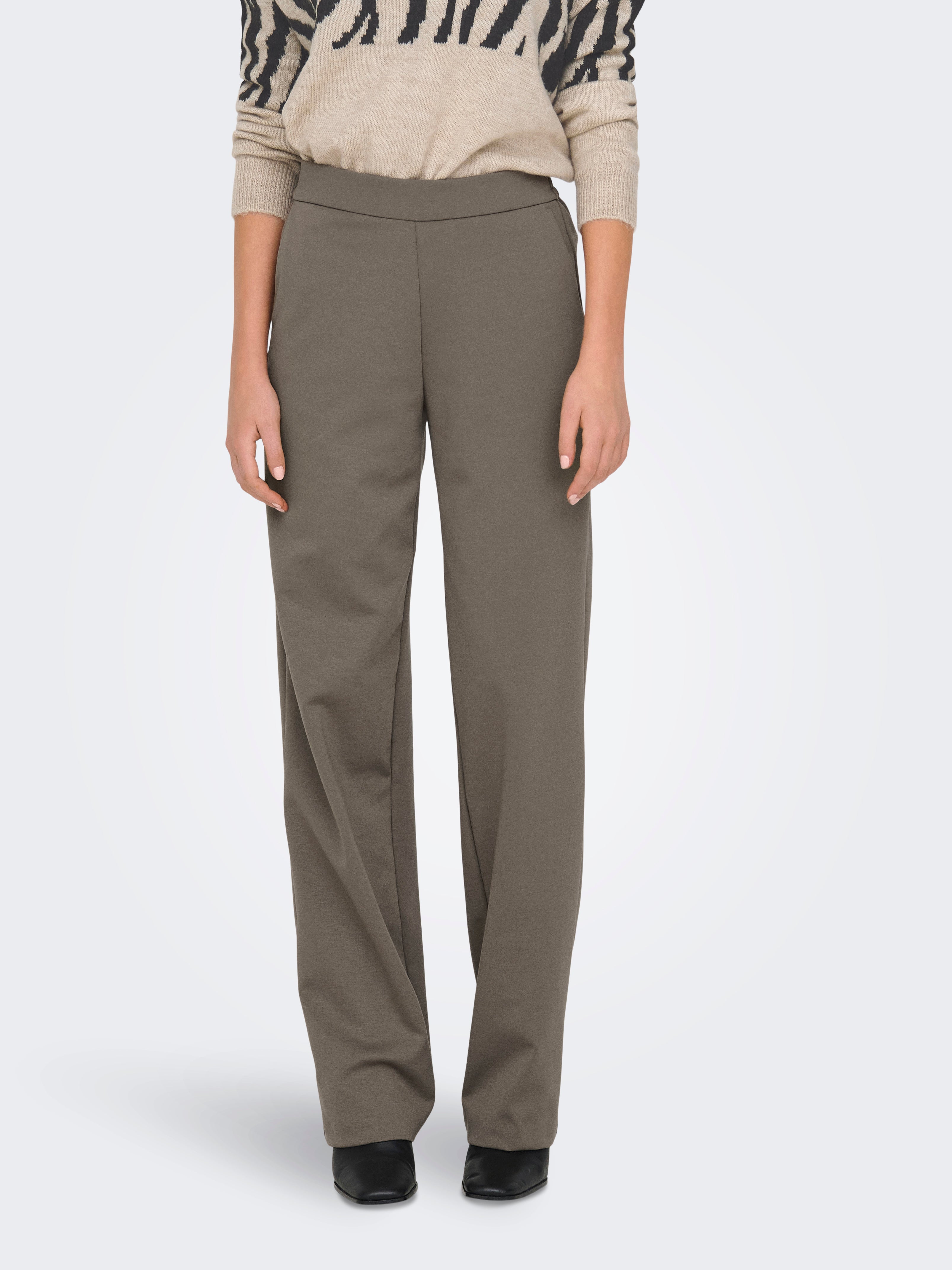 ONLPEACH Mittlere Taille Gerade geschnitten Gestrickte Hose Walnut