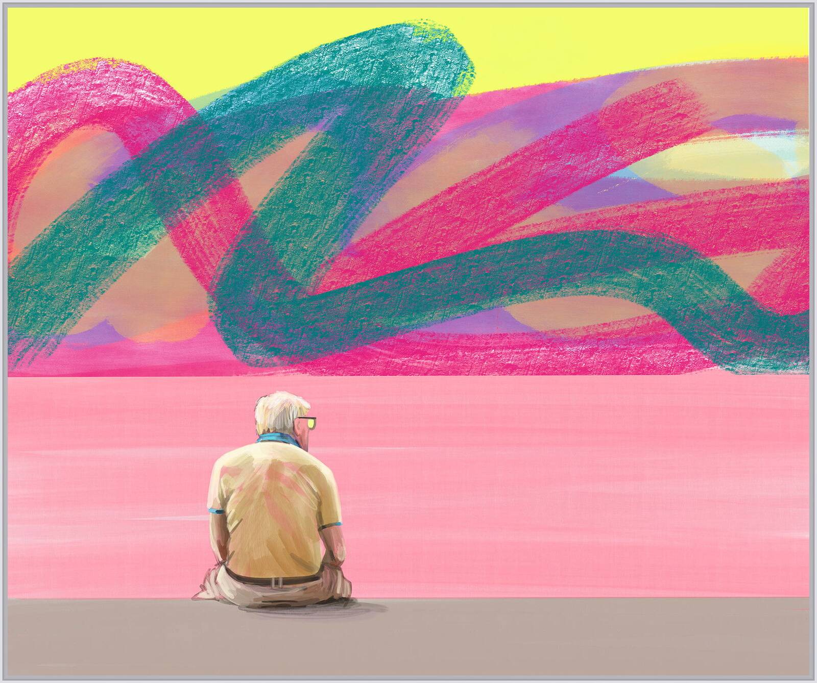 Hockney by the sea by Nora Ampova - Limited Edition. Edition of: 150. Signed.