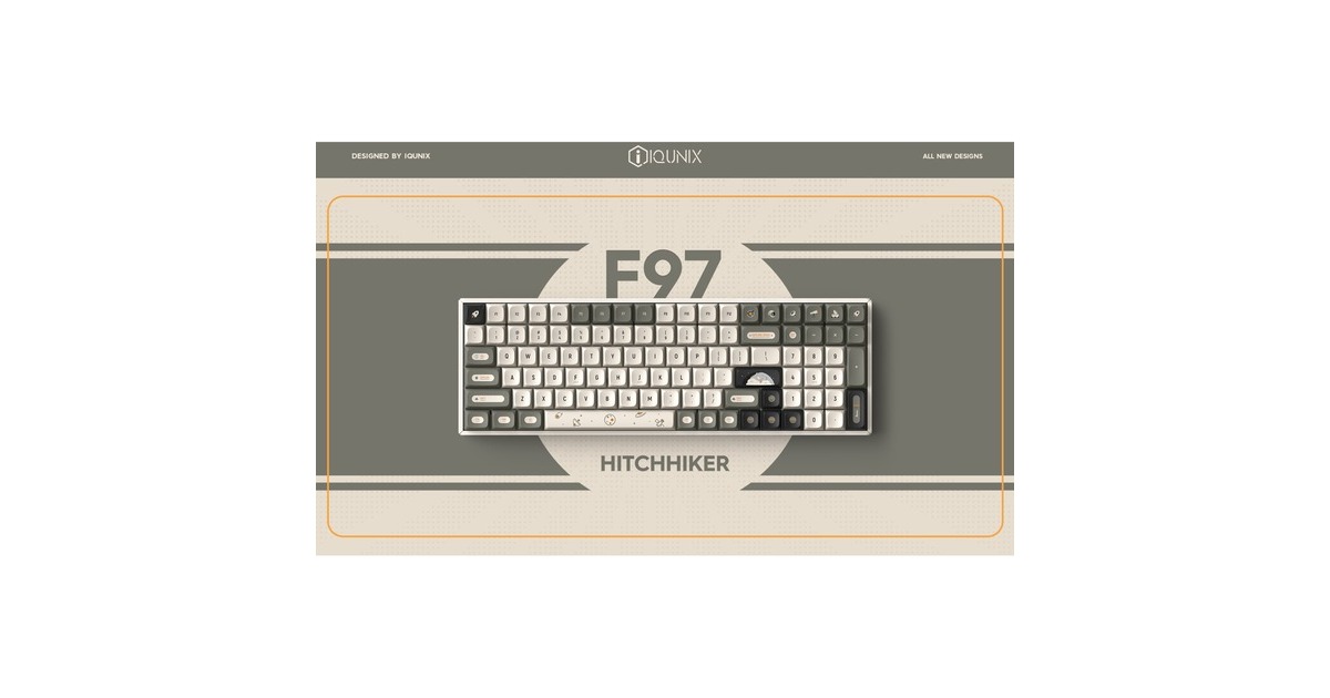 IqunixF97 Hitchhiker Wireless Mechanical Keyboard, gaming toetsenbord  (Grijs/wit, US lay-out, IQUNIX Moonstone Turbo, RGB leds, 96%, Hot-swappable, PBT, 2.4GHz | Bluetooth 5.1 | USB-C)