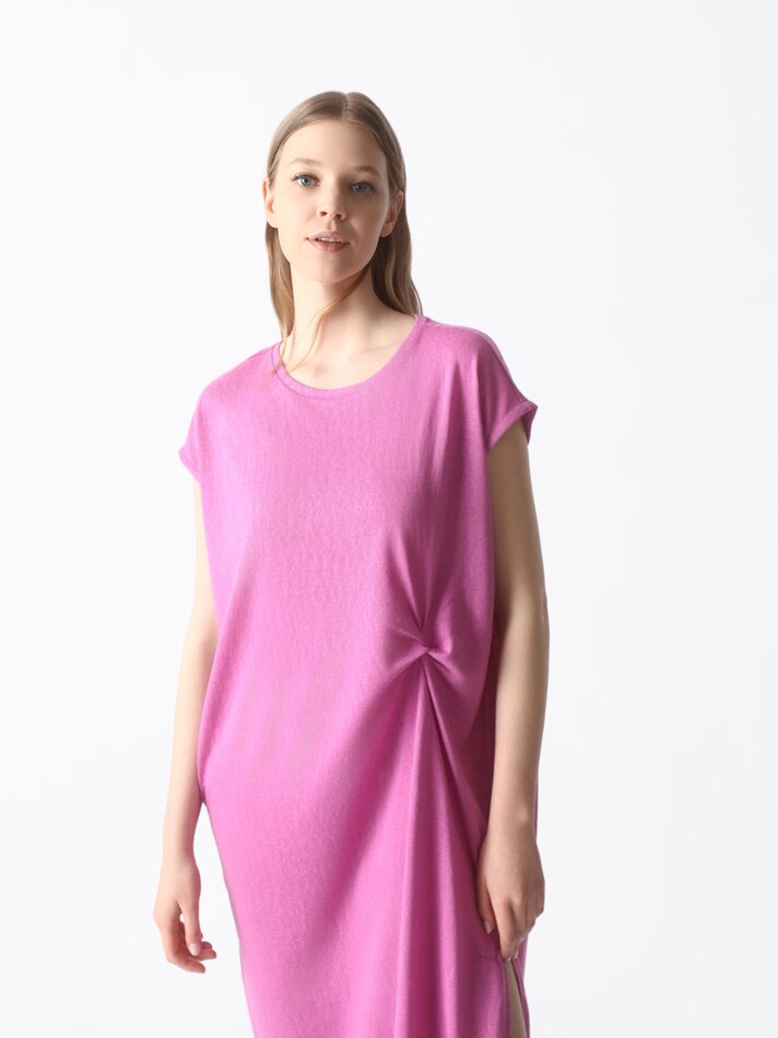 Vestido com nó lateral - Rosa