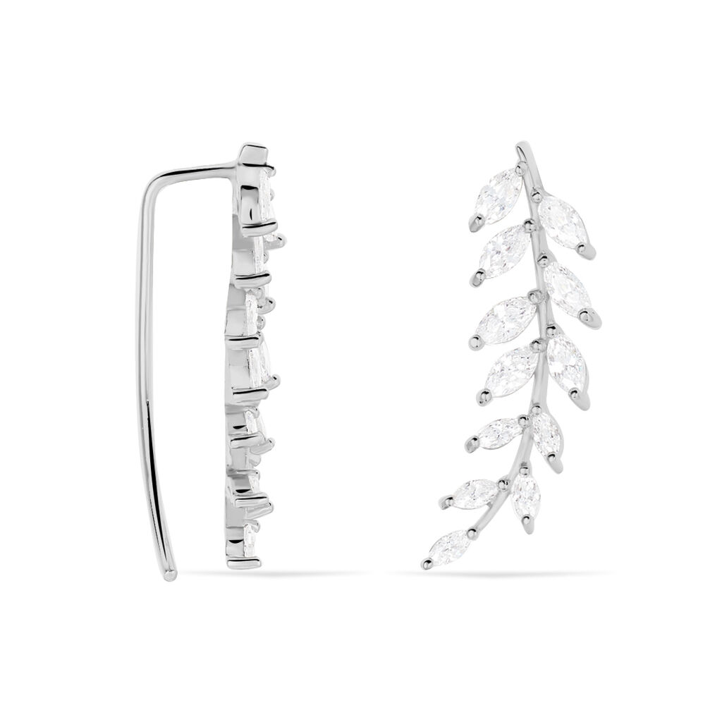 Boucles D'oreilles Grimpantes Sakira Argent Blanc Oxyde De Zirconium