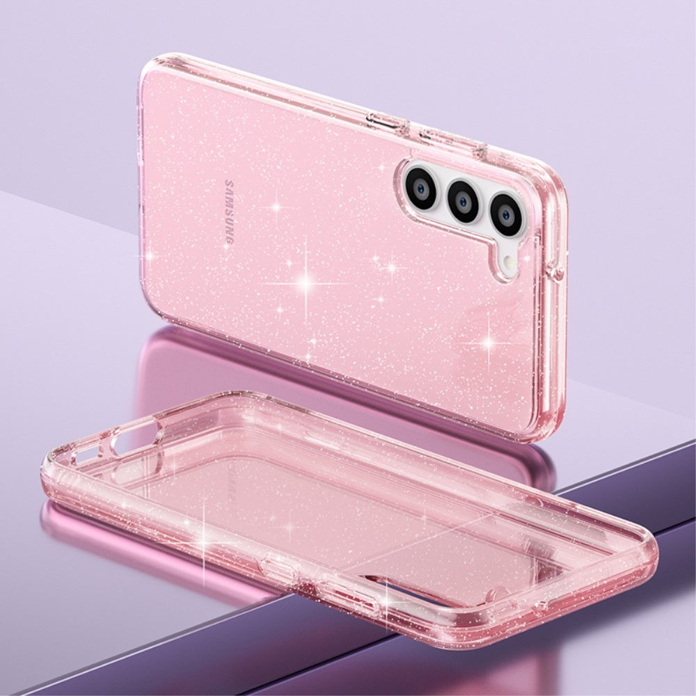 Samsung Galaxy S23 5G Hybrid Hardcase Schutzhülle im Glitzer Design - Pink / Transparent