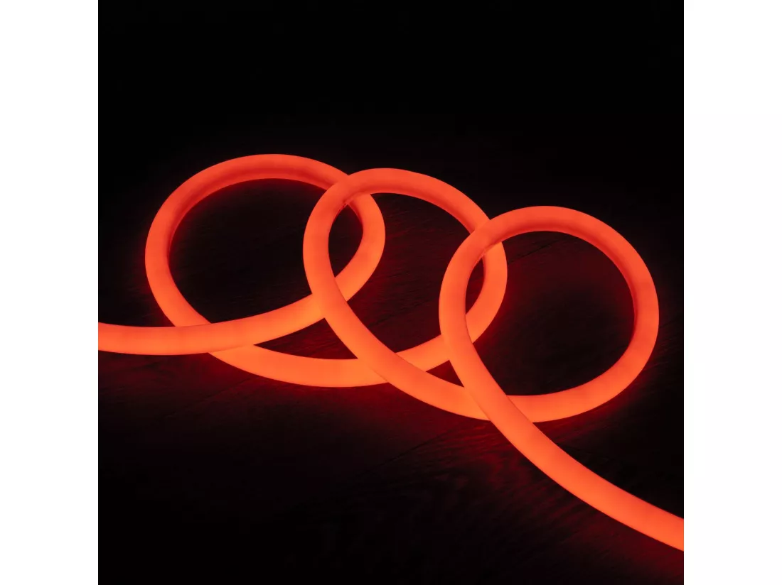 Néon LED Flexible 360º Rond Dimmable 120LED/m 220V AC Orange IP67 sur Mesure Coupe tous les 100cm 15 m