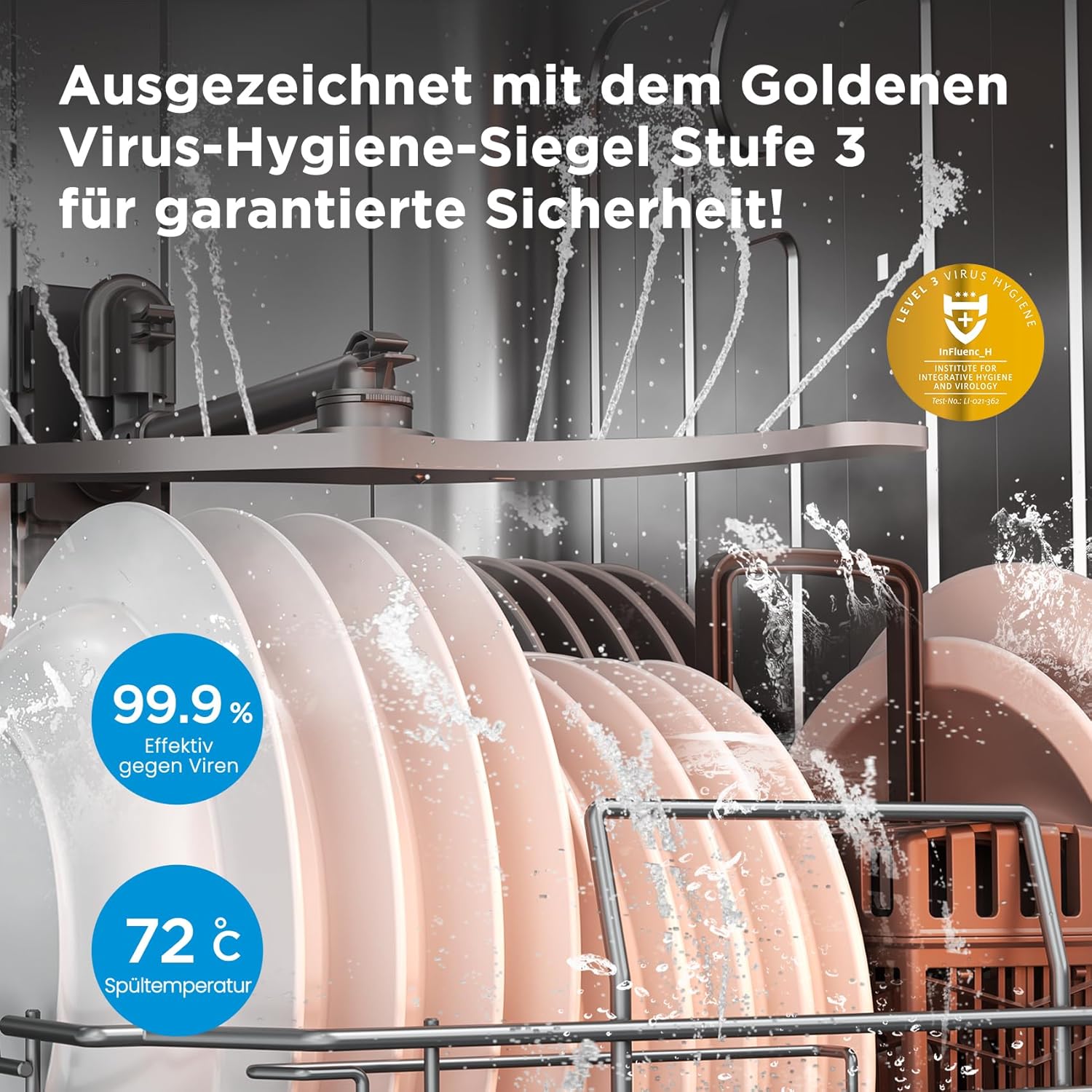 Midea MDWEU1036WSS Geschirrspüler 45cm Unterbau, 10 MGD, 44 dB, Spülmaschine 45 cm Teilintegrierbar, Home Connect, AutoOpen dry, Startverzögerung, 7 Programme, Hygienepflege+, Maschinenpflege+