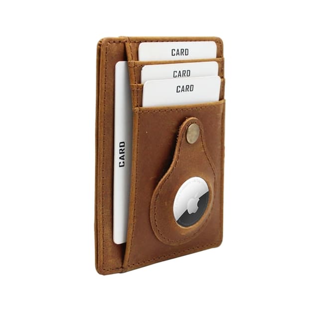 Kortholder med RFID-signalblokering og Airtag-holder Brun