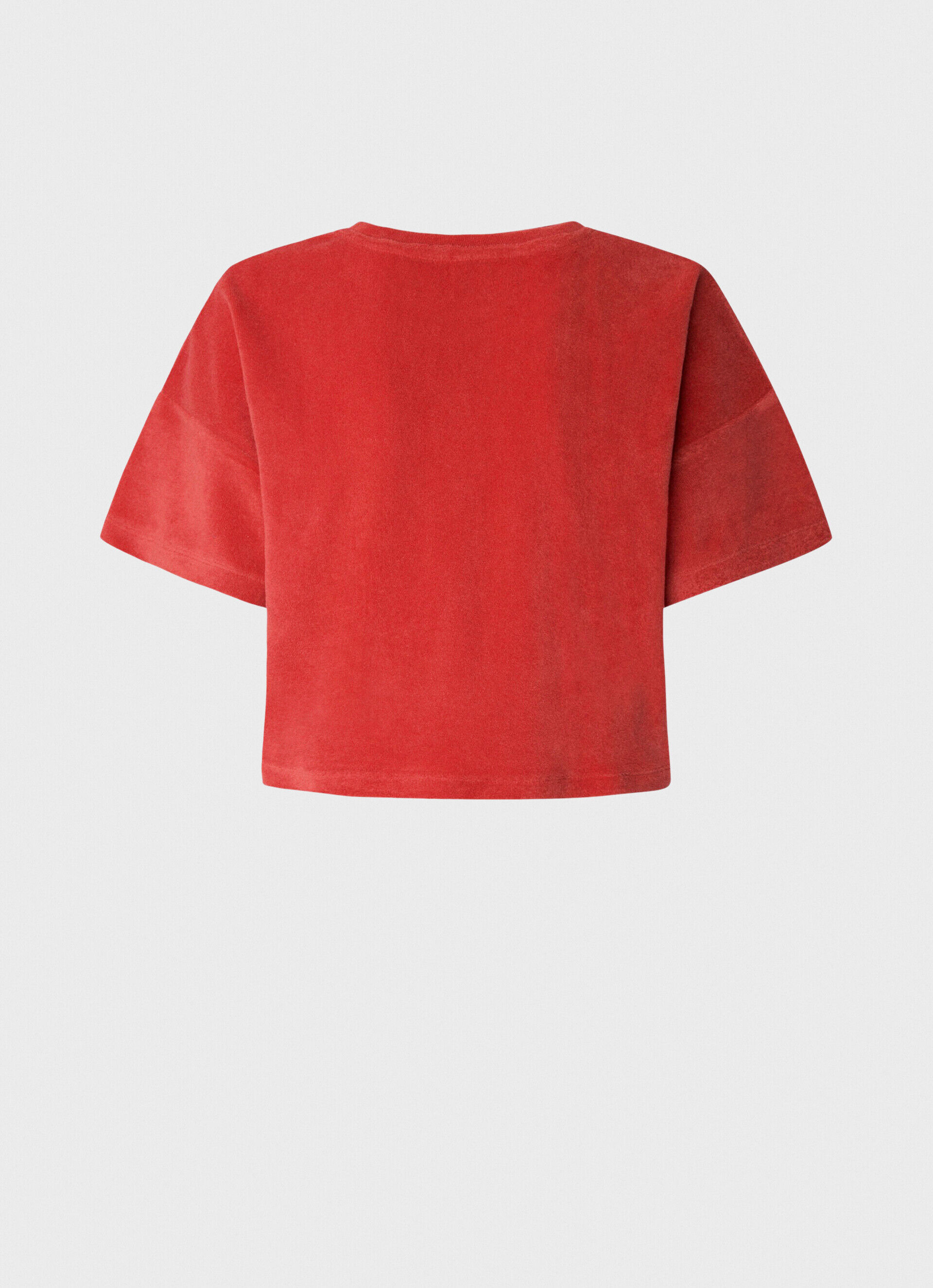 CAMISETA CROPPED COM EFEITO TOALHA - vermelho estúdio