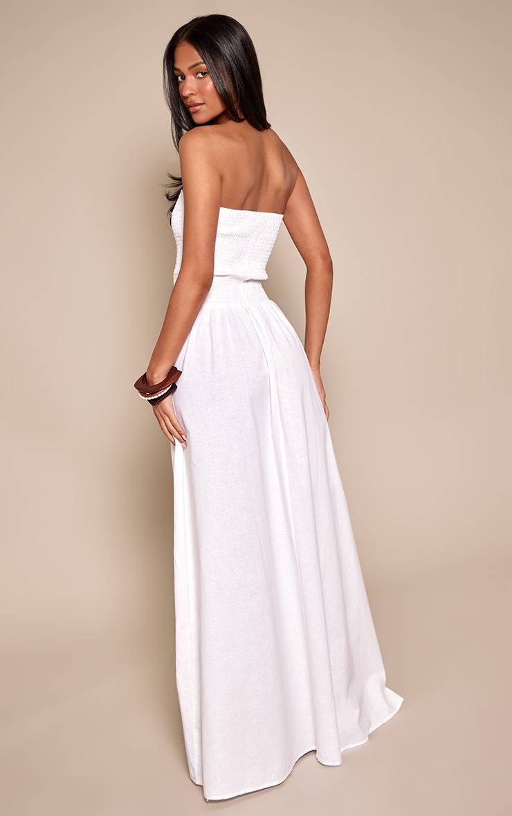 Blanc Robe Longue Bandeau À Détails Froncés Tall