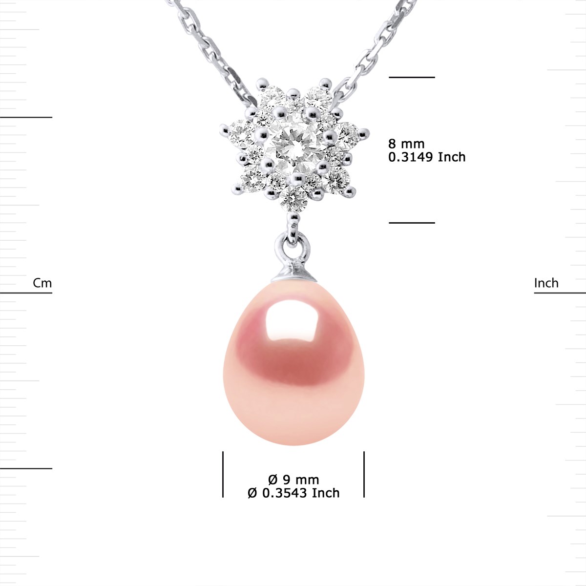 Collier SOLEIL Perle d'Eau Douce 9-10 mm Rose Joaillerie Argent 925