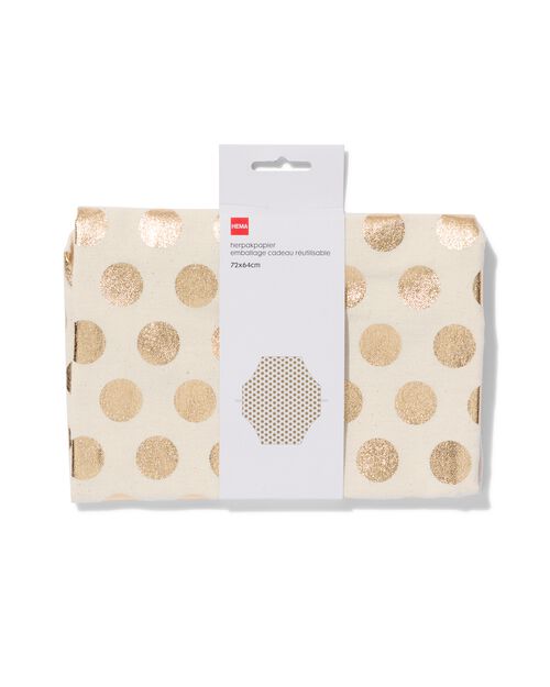 papier d’emballage en tissu réutilisable L pois dorés