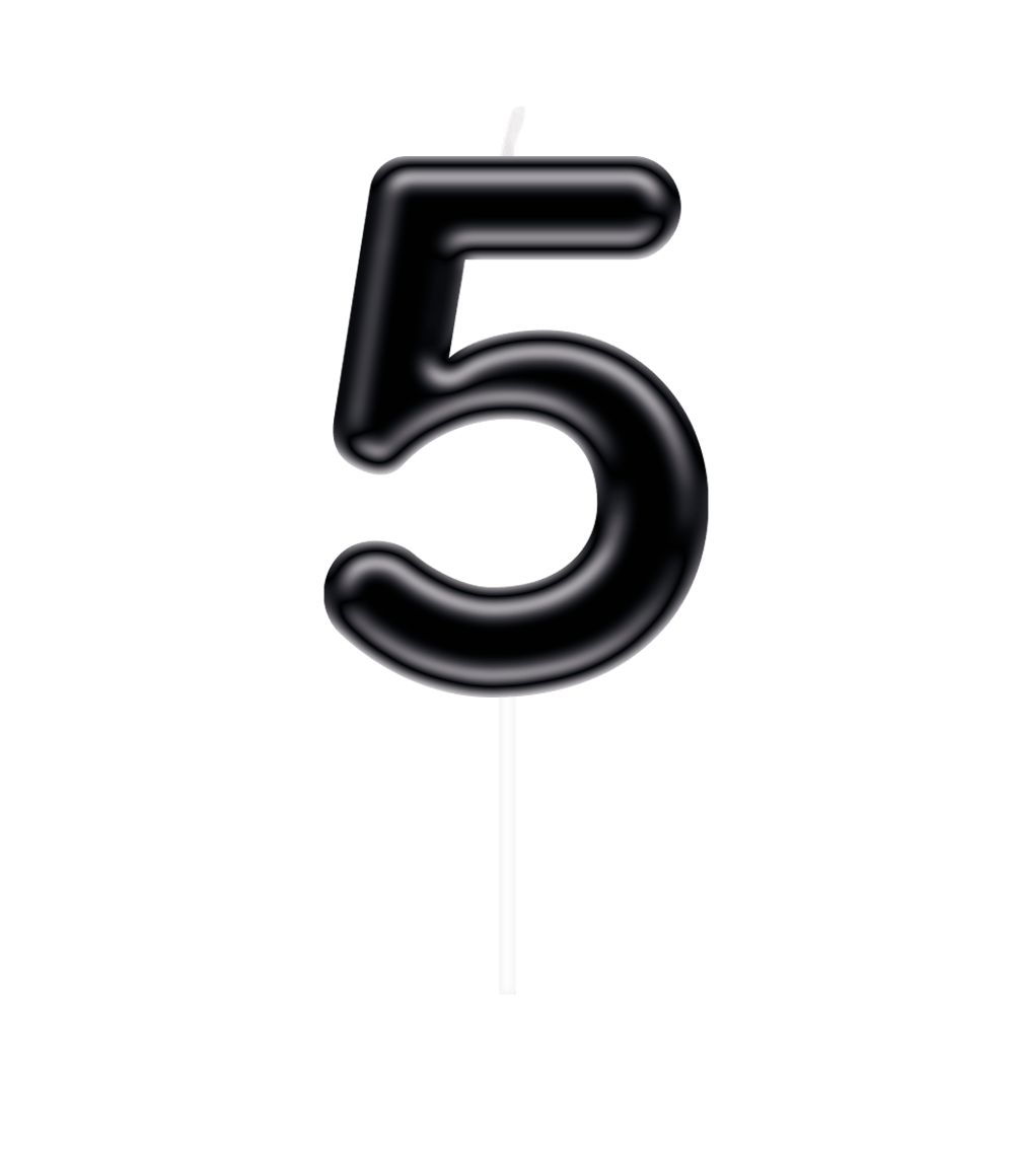 5 Jaar Kaars Zwart 10,5cm