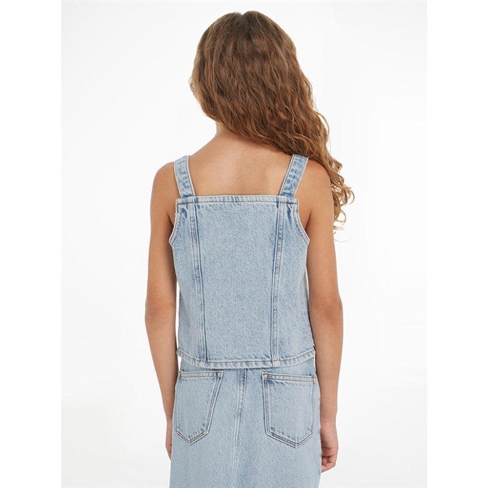 Køb Calvin Klein Strap Denim Top Powder Blue