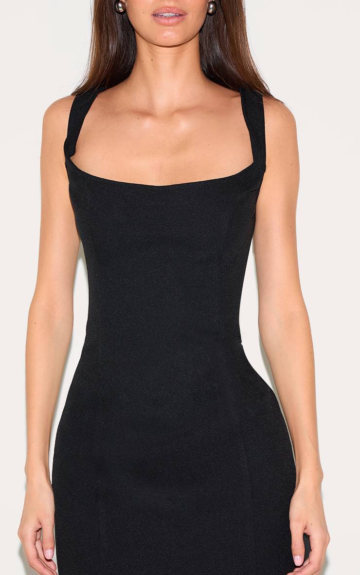 Noir Robe Moulante Ajustée À Encolure Carrée