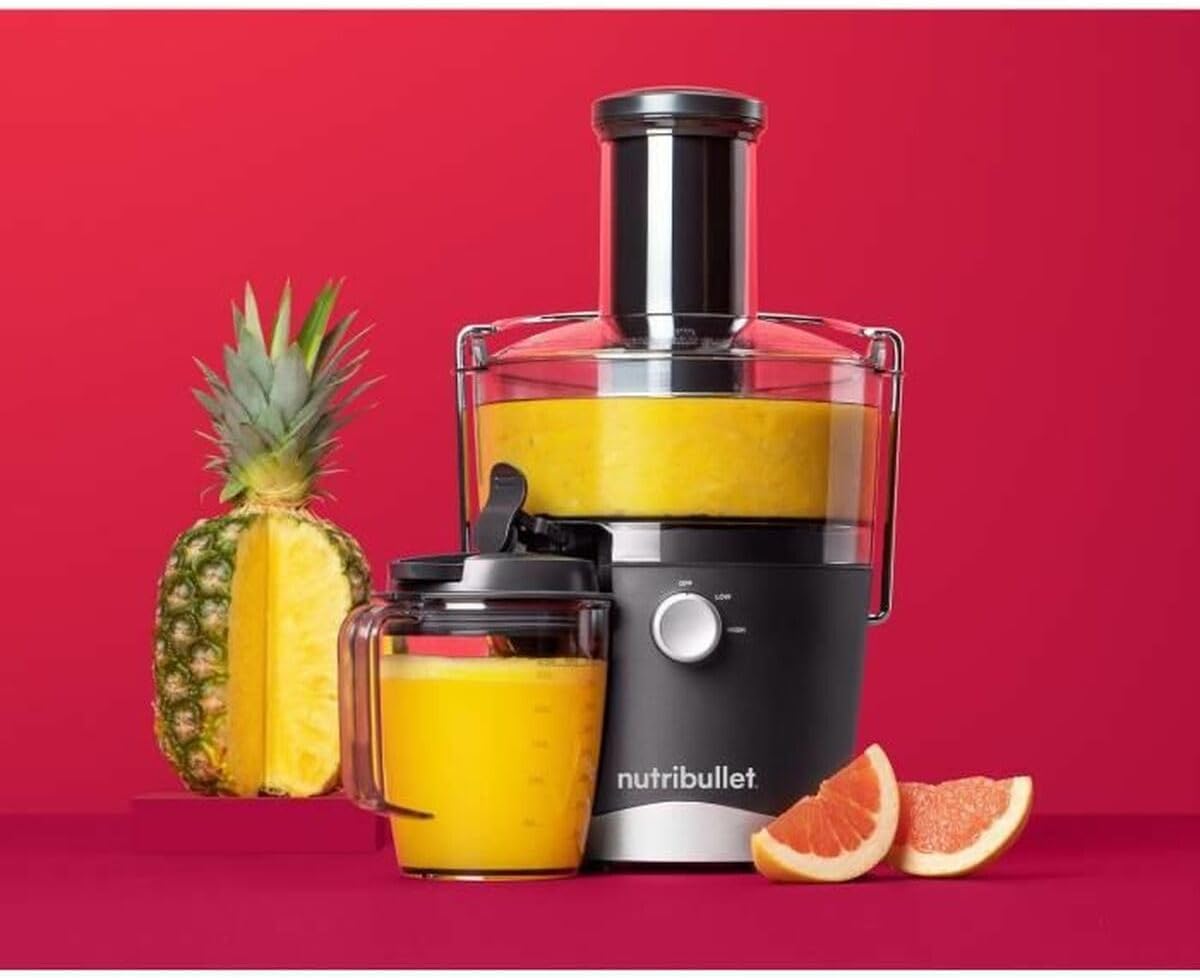 nutribullet Entsafter, Kaltentsafter, Obst- und Gemüseextraktor, Fruchtsaftpresse, Täglicher Gebrauch, Leicht zu Reinigen, 1,5 L Fruchtfleischbehälter, NBJ100G, Black