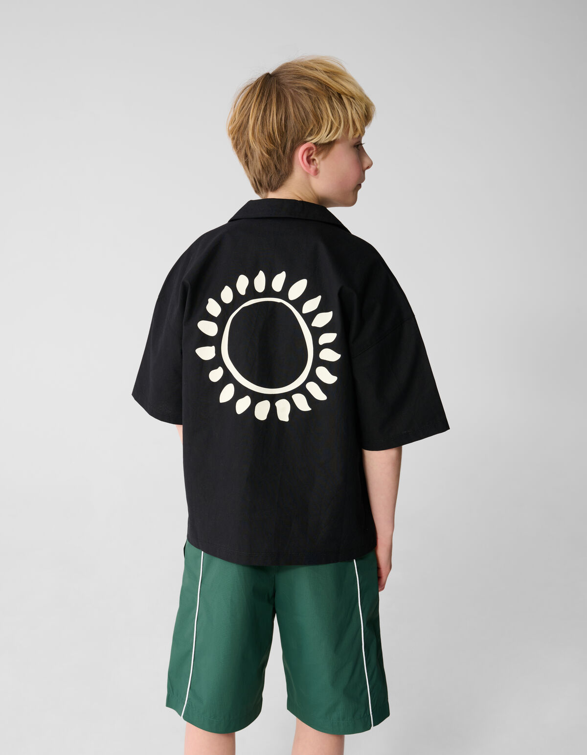 Linnen Artwork Overshirt Zwart