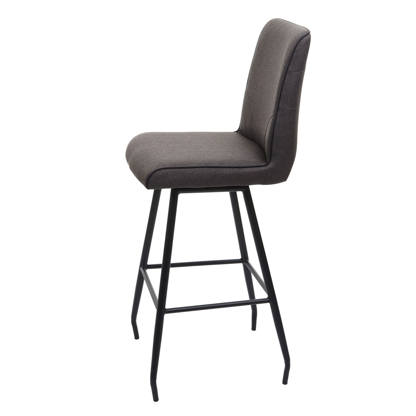 Barhocker MCW-H72, Barstuhl Tresenhocker, Fußablage Stahl Stoff/Textil ~ grau-braun