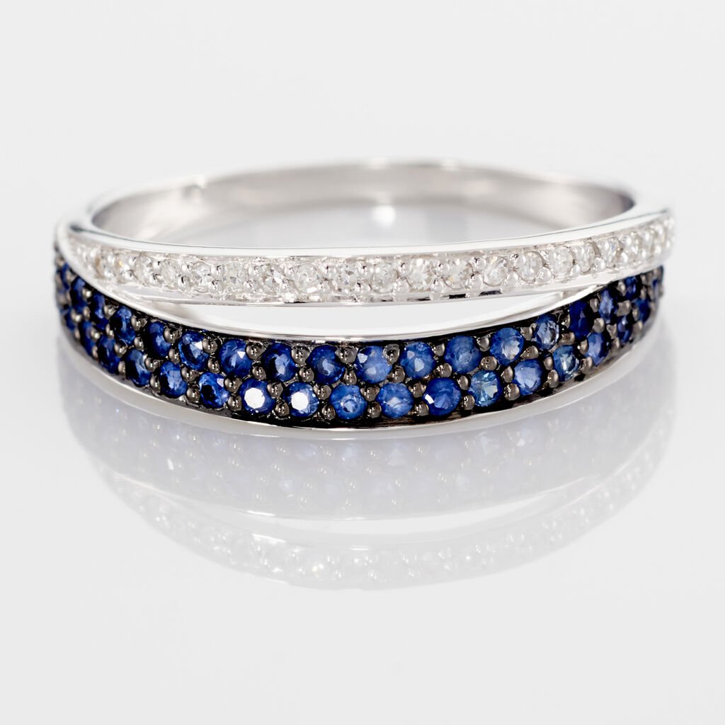 Bague Agapanthe Or Blanc Saphir Et Diamant